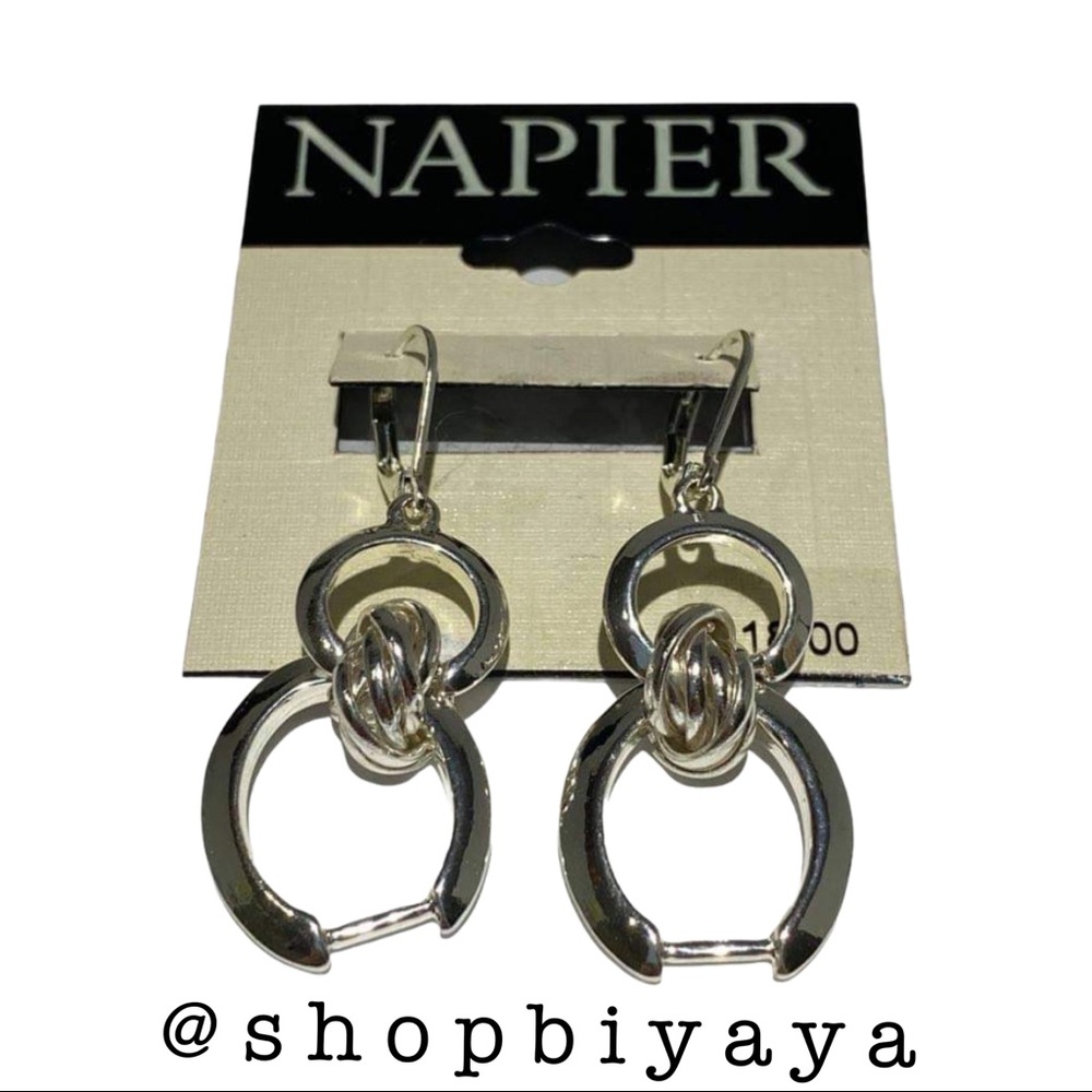 Vintage Napier Silver Tone Lady Gaga Drop Earrings